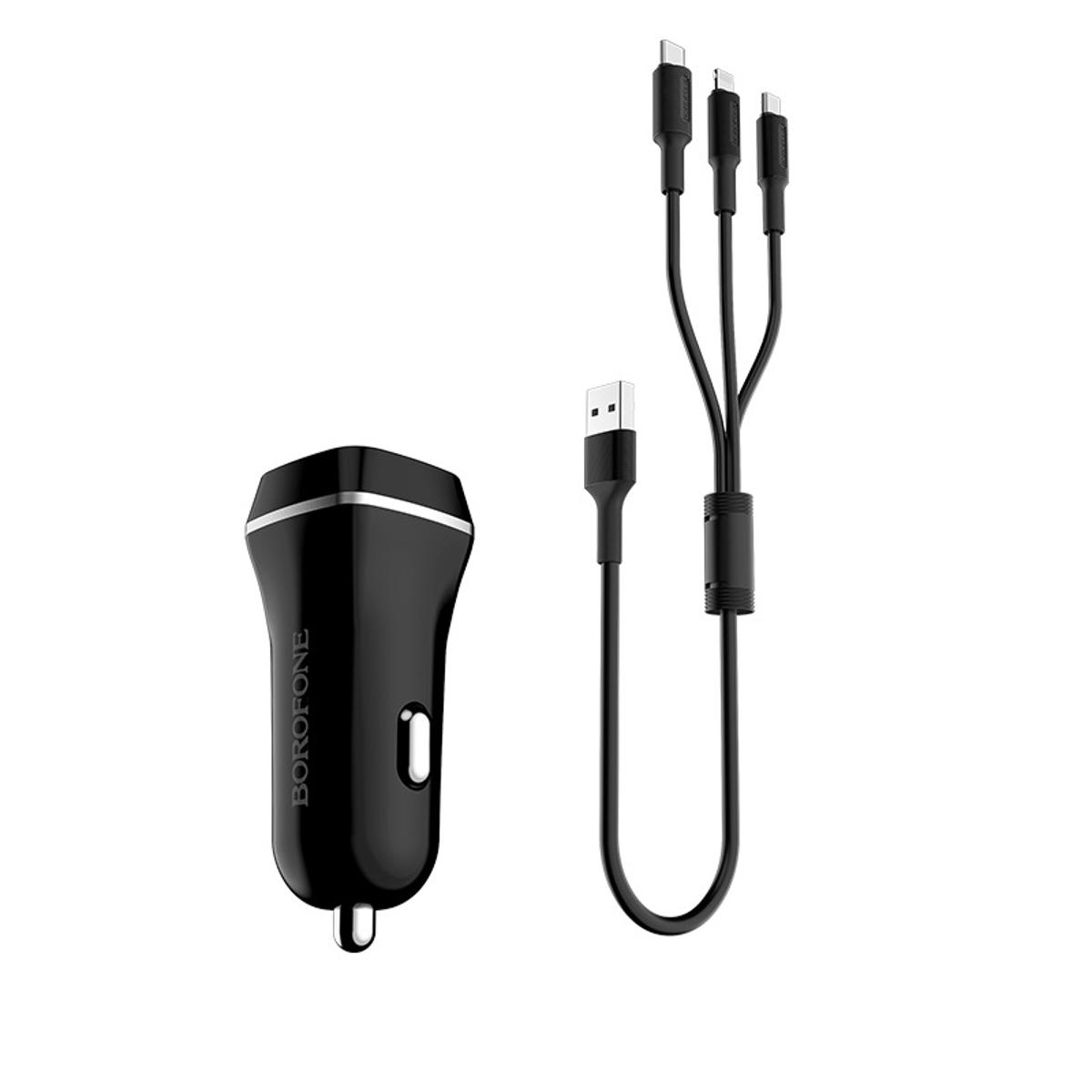 CAR Charger with Dual Port and 3 in 1 USB Cable