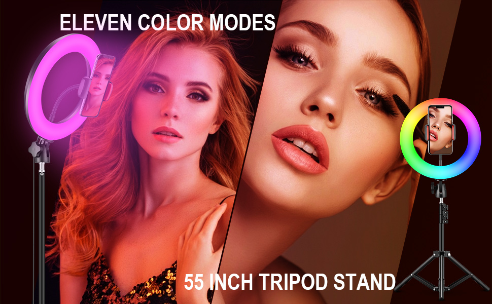 ENRG RGB LED Soft RinglIght 16 Spectrum 10 Inch \ 26 cm With 7.5ft Metal Tripod Stand And Mobile Phone Holder Black - Image 3