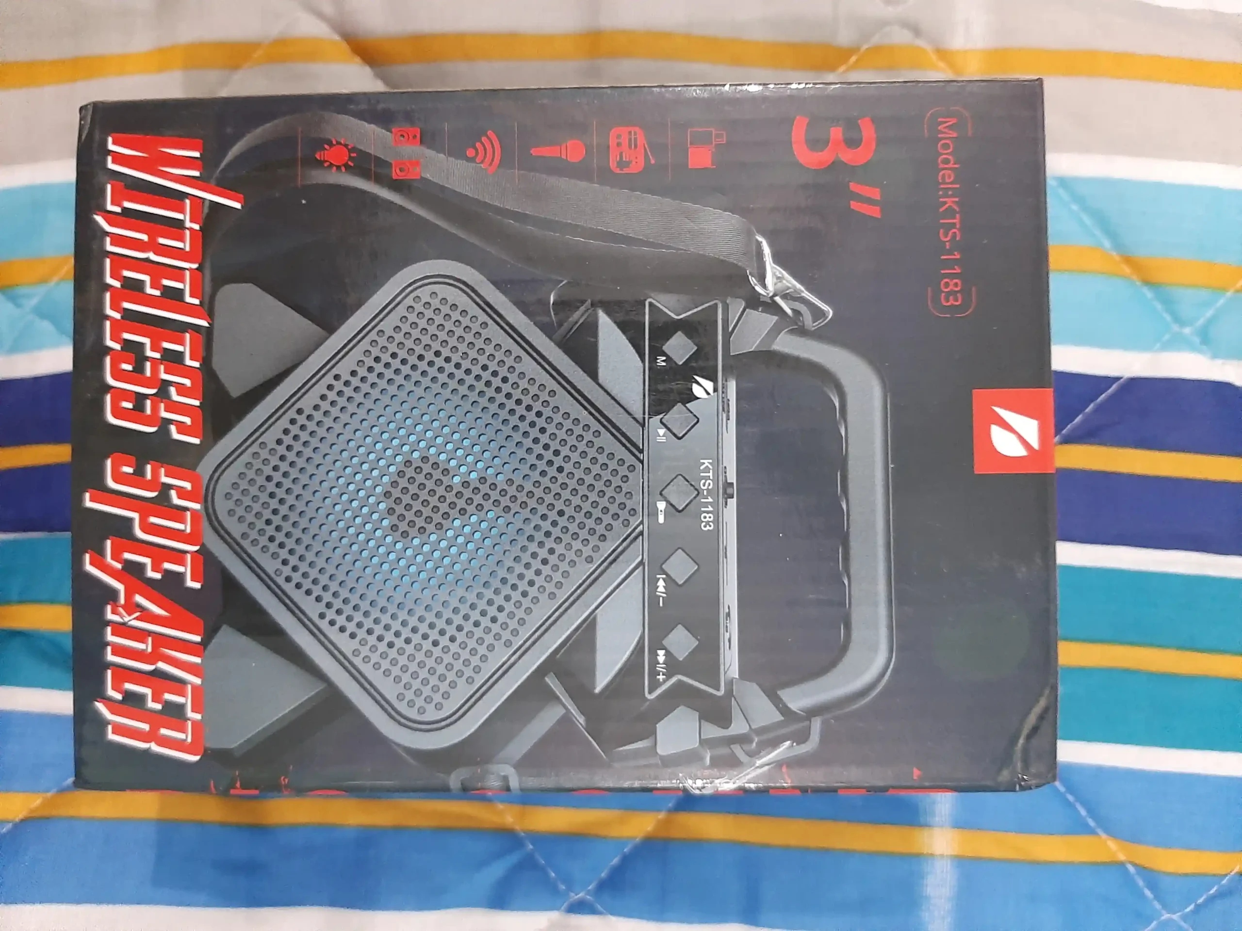 Original KTS 1183 Bluetooth Wireless Speaker / Support USB - SD Card - MIC / FM Radio / USB Charging / 3" Drive Size / Mini MP3 Player / Very Loud & Clear Sound System Loudspeaker / Torch / High Quality Stereo Bass Rechargeable Speakers With Flashlight - Image 4