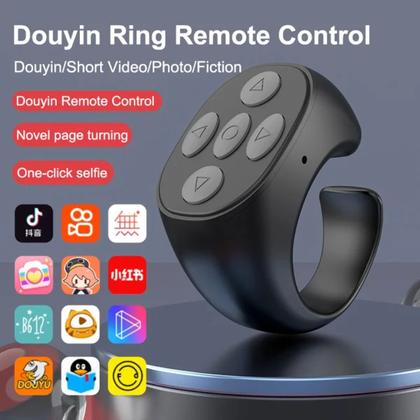 New ring Tiktok Kwai remote control ring Bluetooth mobile phone self timer short video remote control 【Fast delivery】 - Image 2
