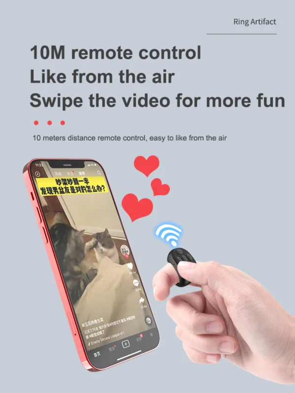 New ring Tiktok Kwai remote control ring Bluetooth mobile phone self timer short video remote control 【Fast delivery】 - Image 3