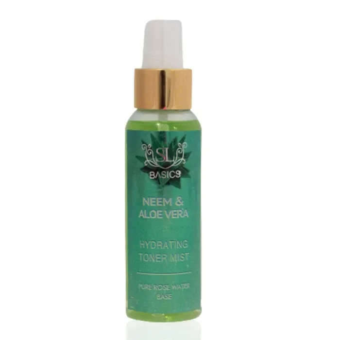 Basics Neem And Aloe Vera skin toner - Hydrating Mist For Normal To Oily Skin, accumulated from different ayurvedic plants for purifying and deep cleansing of the skin - Completely Rose Water Base Skin Hydrating Mist - Nourishes and Softens Skin