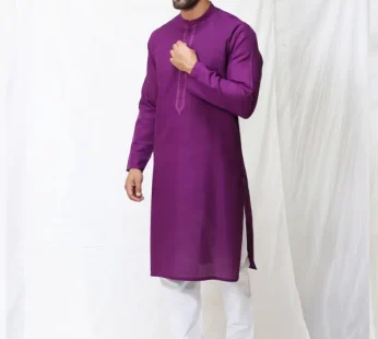 AM Men’s Festive Embroidery Kurta Purple